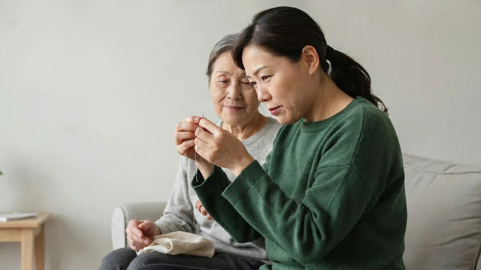 A mother and daughter reading together